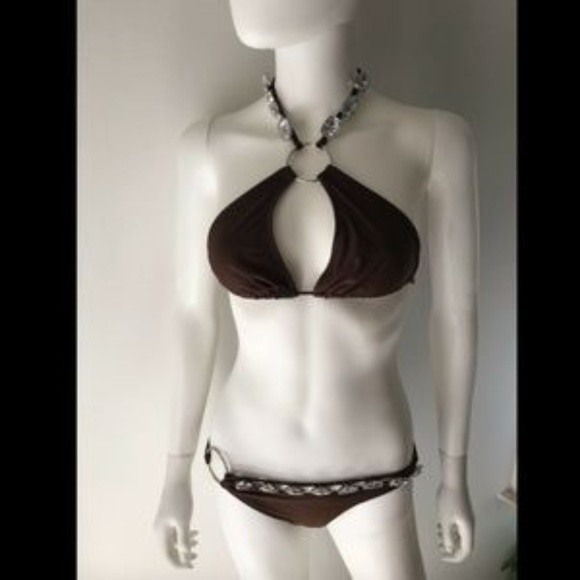 Sexy Swimsuit Microbikini Stones On The Neck Sz S - Picture 2 of 9
